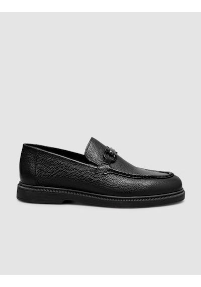 Vesamo Cabani Hakiki Deri Siyah Erkek Loafer Ayakkabı