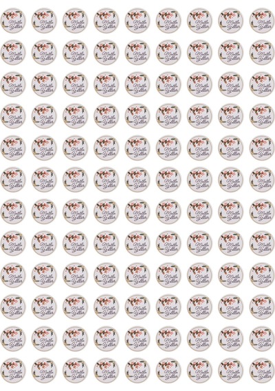 Yılbaşı Çiçek Temalı Mutlu Yıllar Sticker Seti, Yeni Yıl Hediye&p Çok Renkli