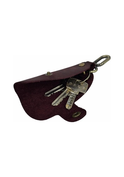 Hakiki Deri Slim Anahtarlık Crazy Bordo