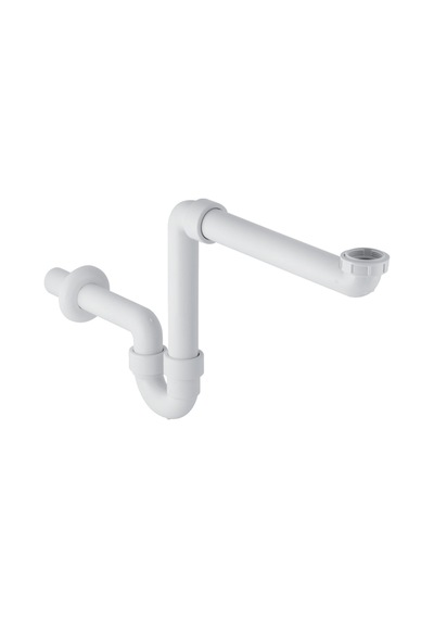 Lavabo İçin Geberit P Tipi Sifon, Yer Tasarruflu Model, Yatay Çıkış: D 40mm, G 1 1/2 , Alp Beyazı Beyaz