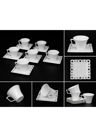 Corcuhome Porselen 6 Kişilik Çay Fincan Takımı 200 Ml Beyaz