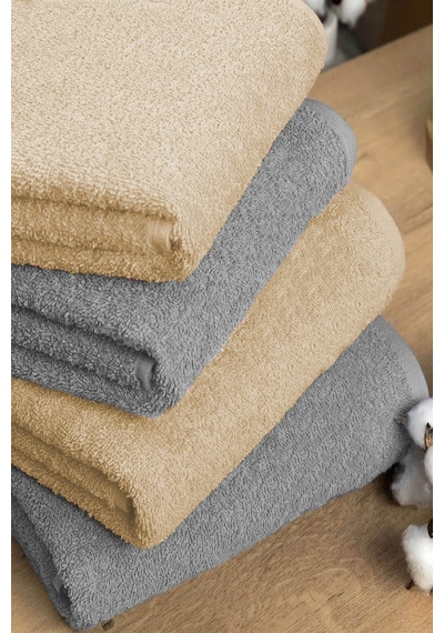 4 Lü Banyo Havlusu Takımı Soft Büyük Havlulu Pamuklu Havlu Seti 90x150 Cm Gri 001
