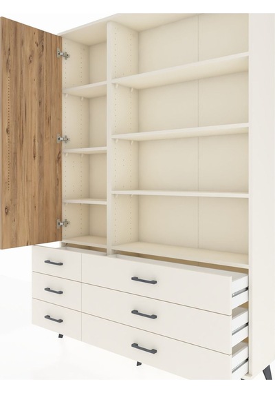 Arges Dolap 8 Raflı 6 Çekmeceli Tek Kapaklı 132x30x195 Aytaş... Aytaşı