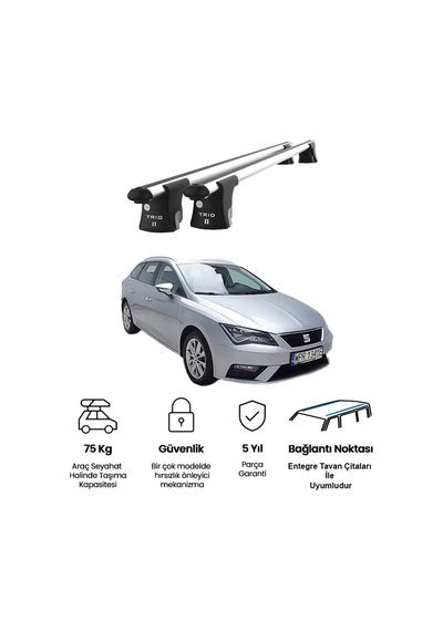 Trio-ıı Seat Leon Kombi 2012 Ve Sonrası Uyumlu Kilitli Ara Atkı 120cm Port Bagaj Tavan Barı
