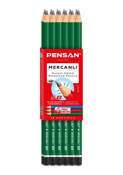 Pensan Mercanlı Kurşun Kalem - 12 Adet Siyah