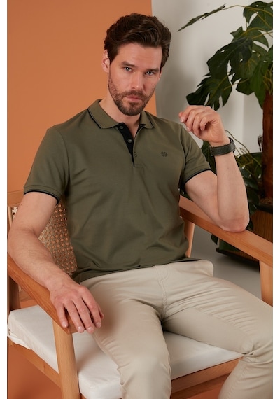 Buratti % 100 Pamuk Düğmeli Regular Fit Erkek Polo Yaka T Shirt 5902118 Haki