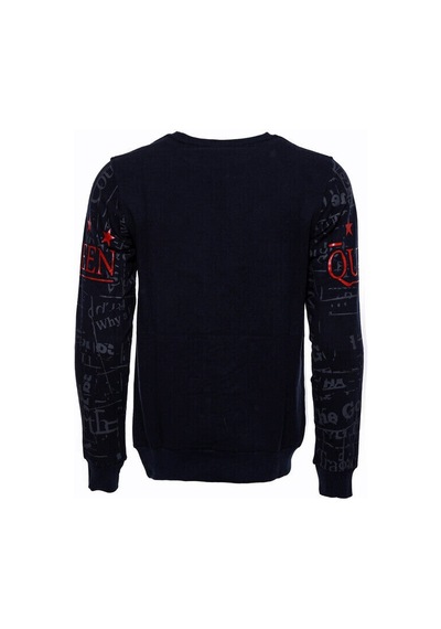 Wessi Lacivert Taşlı Desenli Sweatshirt Lacivert