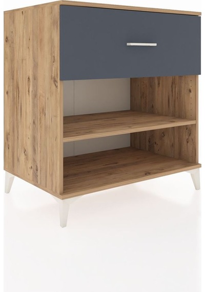Kronos Şifonyer Tek Raflı Tek Çekmeceli 88x59x96 Çam-antrasit Atlas Çam