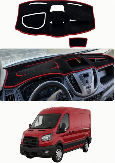 Ford - Transit 2015-2022 Uyumlu Torpido Koruma Kılıfı - Kırmızı Şeritli