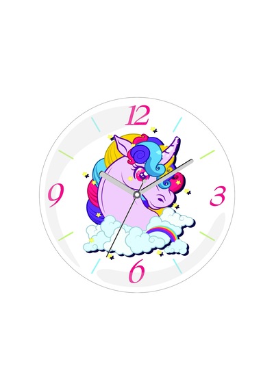 Unicorn Parıltı Çap 30cm Sessiz Akar Bombeli Gerçek Cam Duvar Saati Diğer