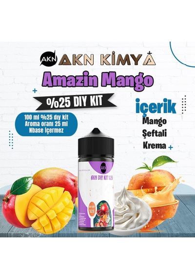 Amazin Mango Yoğun Dıy Kit Mango Şeftali Gıda Aroması %25 Oranda Aroma İçerir Hazır Değildir 100 Ml