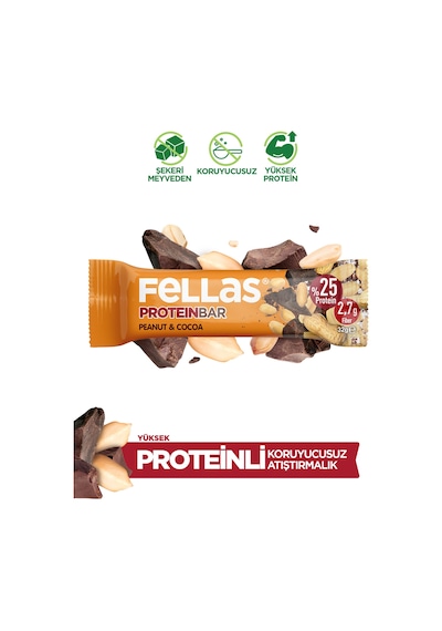 Fellas Protein Bar - Yer Fıstıklı Ve Kakaolu 12 x 32 G