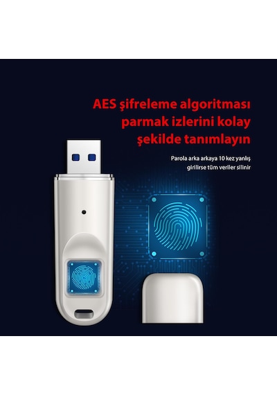 DM FD069 Parmak İzi Okuyuculu Şifreli USB 3.0 64GB Flash Bellek