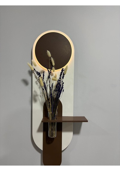 Petunya Ahşap Pilli Ledli İskandinav Tarzı Salon Duvar Rafı Modern Çiçeklik 27 X 90 Cm Çok Renkli
