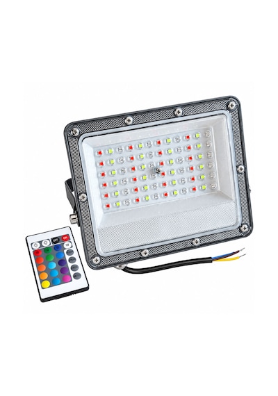 Dış Mekan Slim Led Projektör 50 Watt Rgb Uzaktan Kumandalı Yüksek Lümenli 50w