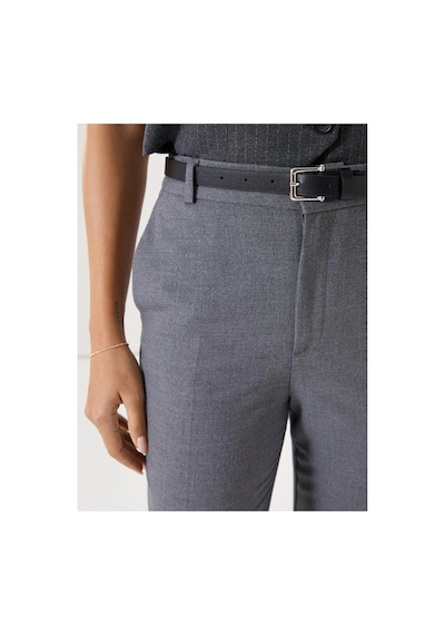 LC Waikiki Lcw Vision Gri Beli Kemerli Havuç Kesim Kadın Pantolon Grey Melange