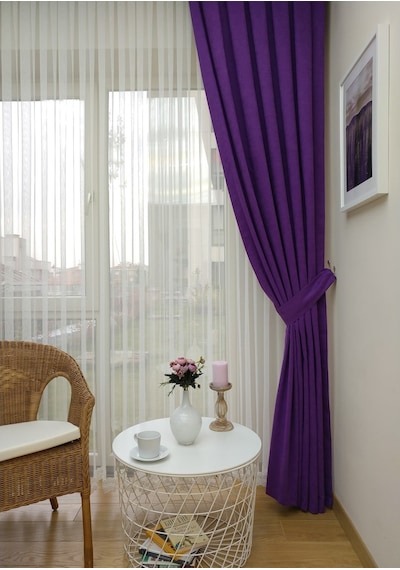 Evdepo Home Mor Fon Perde Tek Kanat Mor