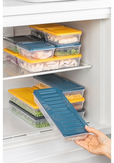Meleni Home Derin Mikrodalga Uyumlu Erzak Gıda Saklama Kabı Şeffaf Kapak Düzenleyici Organizer Set 3'lü 5300 ML Şeffaf