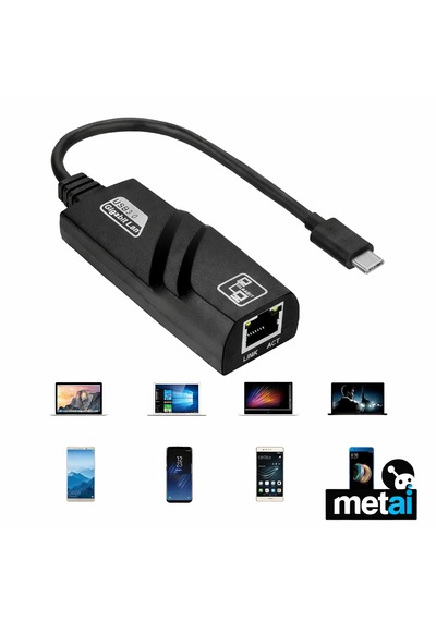 Metai Usb Type-c To Ethernet Dönüştürücü 1000 Mbps Usb 3.0 Gigabit Lan Adaptör Apple Uyumlu MacBook , Laptop, Tablet Hızlı İnternet Adaptörü
