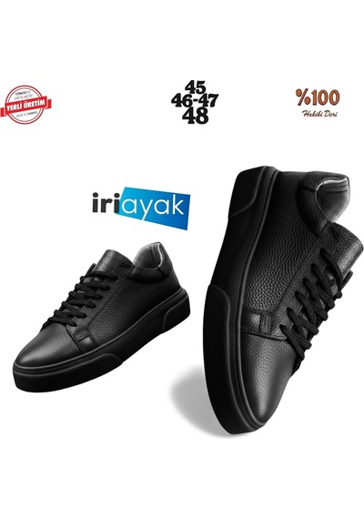 İriayak Büyük Numara Hakiki Deri 46-48 / Rahat Taban Casual Ayakkabı / Günlük Kullanıma Uygun Siyah