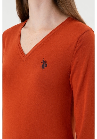 U.S. Polo Assn. Kadın Kiremit V Yaka Basic Kazak 50313590-VR031