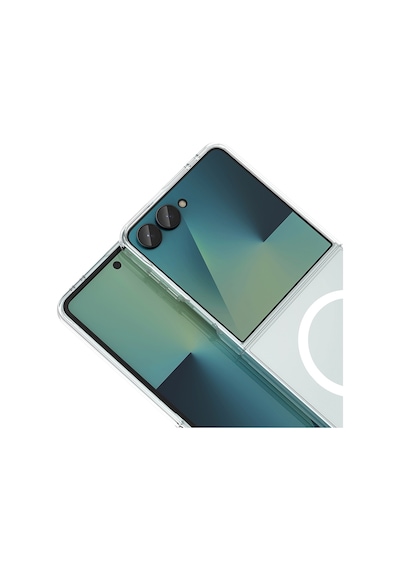 Samsung Galaxy Uyumlu  Z Flip 8 Kılıf Magsafe Kamera Ve Lens Korumalı Sert Pc Lüx Kapak Şeffaf