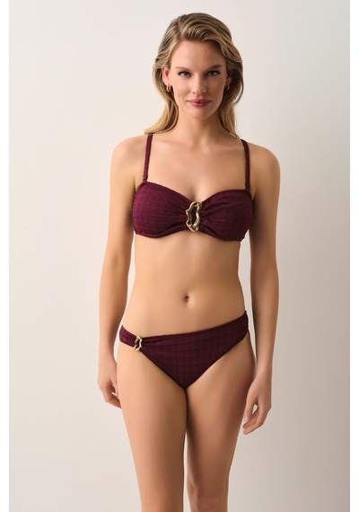 Suwen Noir W Aksesuar Detaylı Bikini Alt Sb2669012831283 Vişne