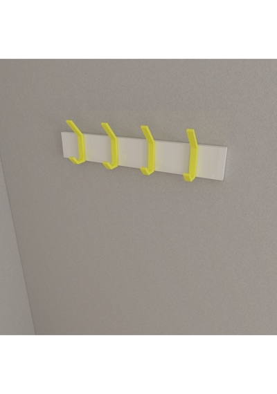 Hepsi3boyutlu Modern Duvar & Kapı Kanca Askılık - 4 Adet Sarı Kanca Askılık - Model No : 1 Sarı
