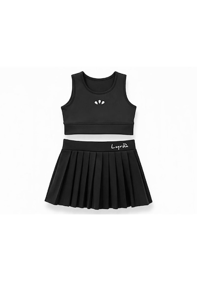 Nurbebe Şort Etekli Siyah Crop Kız Çocuk Sporcu Takım