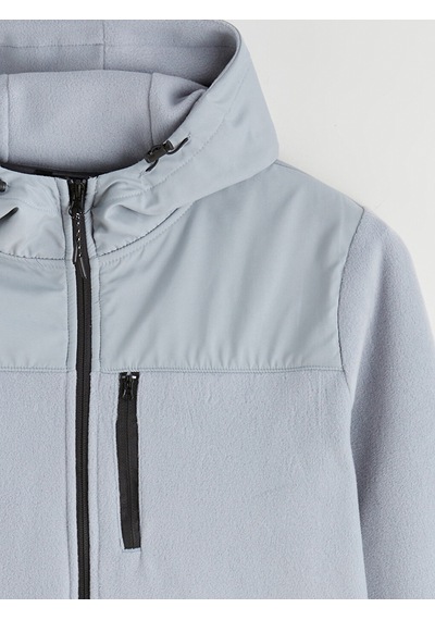 Lcwaıkıkı Classic Gri Kapüşonlu Polar Erkek Fermuarlı Sweatshirt