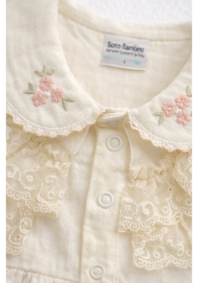 Kardeşler Bebe Müslin Body & Zıbın Dantel Detay Bej
