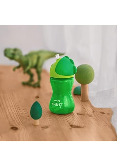 Pipetli Bardak, 12 Ay+, 300 Ml, Desenli, Damlatmaz, Kolay Tutuş, Bulaşık Makinesinde Yıkanabilir, Bpa İçermez, Yeşil, Scf798/01 Açık Kahverengi