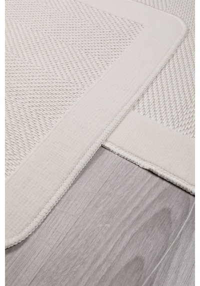 Sisal Vektör Kaymaz Tabanlı Kolay Silinebilir 2li Beyaz Banyo Paspas Seti 60x100-50x60