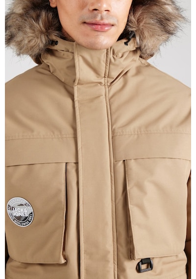 Jack & Jones Erkek Jjstar Rüzgar Geçirmez Kapüşonu Kürklü Parka 12256892 Vizon VIZON