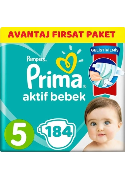 Prima Pampers Aktif Bebek Avantaj Fırsat Paket Bebek Bezi 11-16 KG 5 Beden 184 Adet