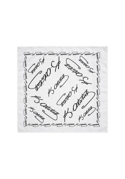 Herşeynota Atatürk İmza Desenli Beyaz %100 Pamuk 52x52cm Fular Bandana Okul, Etkinlik, Tören, Gösteri Çok Renkli