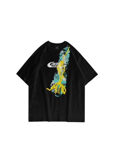 Flood Of Style Unisex Cactus Trails Siyah Tshirt