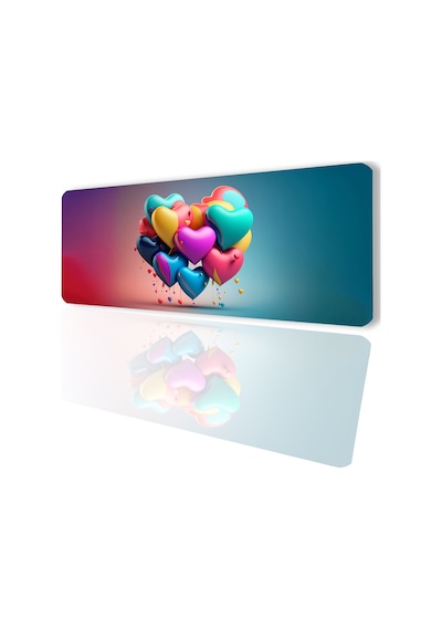Sonictouch Dijital Çizim Kalpler Kaymaz Gaming Oyuncu Masaüstü Dikişsiz Mavi Yeşil Klavye Mouse Pad