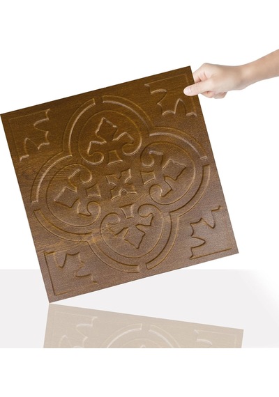 3 Boyutlu Duvar Paneli Kabartmalı Solo Desen Pvc 41x41 Cm/ 6 Adet /1 M² Altın Meşe