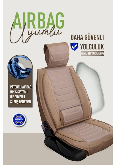 Hyundai İ20 Deri Oto Koltuk Kılıfı Ön Arka Takım Bej Antalya Model Scr