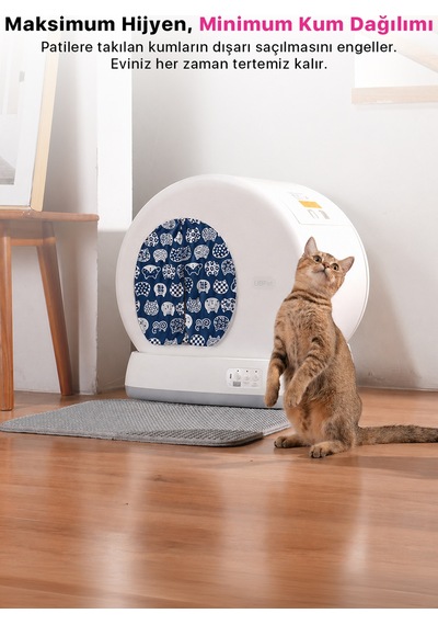 C10 Pro Uyumlu Kedi Tuvaleti Perdesi Kum Dağılım Önleyici Mıknatıslı Giriş, Premium Kumaş