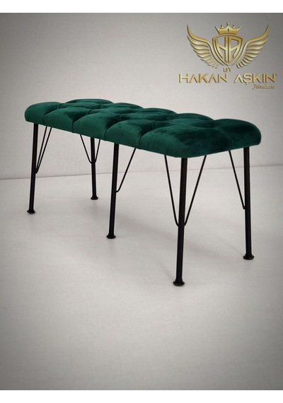 By Hakan Aşkın Metal Ayaklı Babyface Puf & Bench Yeşil Baby Face Yeşil