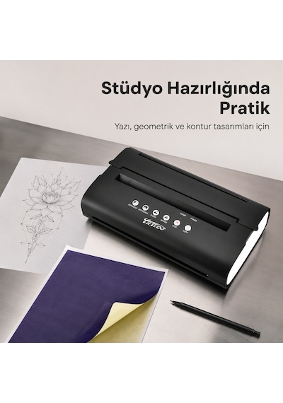 Thermal Tattoo Copier Prt5 Mt200 Dövme Stencil Termal Yazıcı Siyah