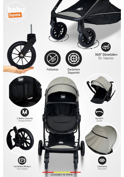 Baby Home Yeni Doğan Full 9 In 1 Set 1010 Travel Sistem Bebek Arabası 560 Bebek Oyun Parkı Yatak Beşik
