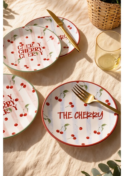 Keramika Cherry Ege Pasta Tabağı 20 Cm 4 Adet 23950-51 Çok Renkli
