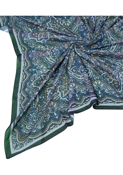 Mim Eşarp Mısırlı Eşarpları Büyük Boy Etnik Desenli Eşarp 120x120 Cm Lacivert - Haki