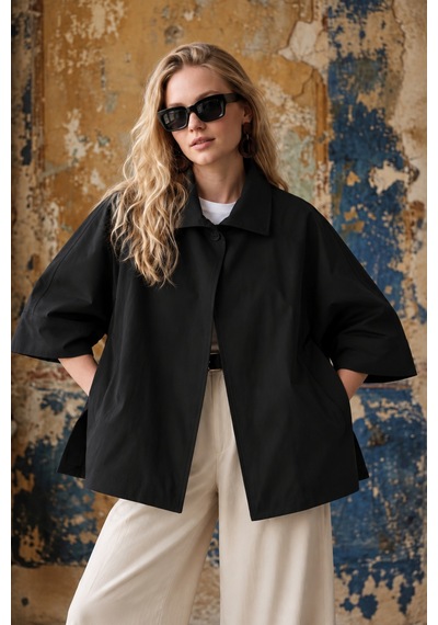 Genel Markalar Kadın Panço Trençkot Oversize Rahat Kesim Standart Beden 38-46 Uyumlu Siyah Siyah Genel Markalar Kadın Panço Trençkot Oversize Rahat Kesim Standart Beden 38-46 Uyumlu Siyah Siyah