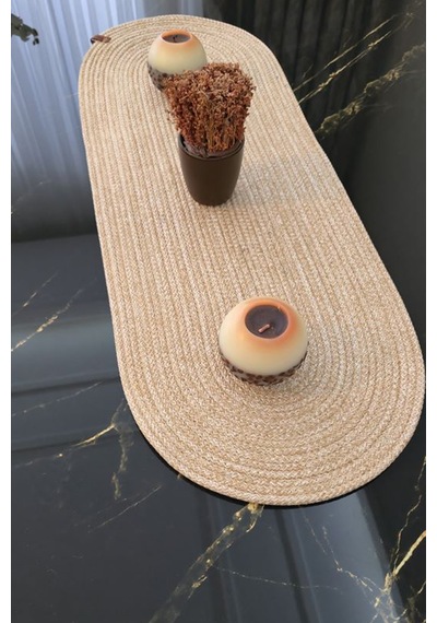 Bej Renk 35x100 Cm Runner Şık Masa Orta Sehpa Üstü Dekoratif Sofra Aksesuarı Bej