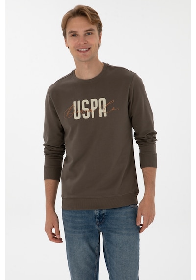 U.S. Polo Assn. Erkek Regular Fit Bisiklet Yaka Vizon İnce Sweatshirt 50315570-VR052