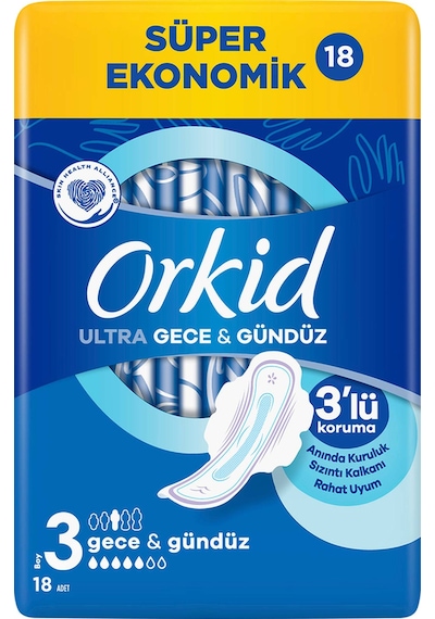Orkid Ultra Gece Hijyenik Ped Gece 18'li